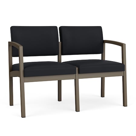 Lenox Steel 2 Seat Tandem Seating Metal Frame No Center Arm, Bronze, MD Black Upholstery